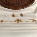 Nyra Delicate Rose Cut-Out Pearl Choker Set