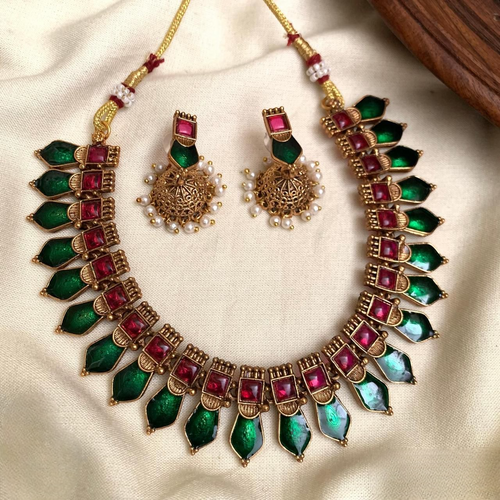 Kavya Vibrant Leaf-Spike Festive Choker Set