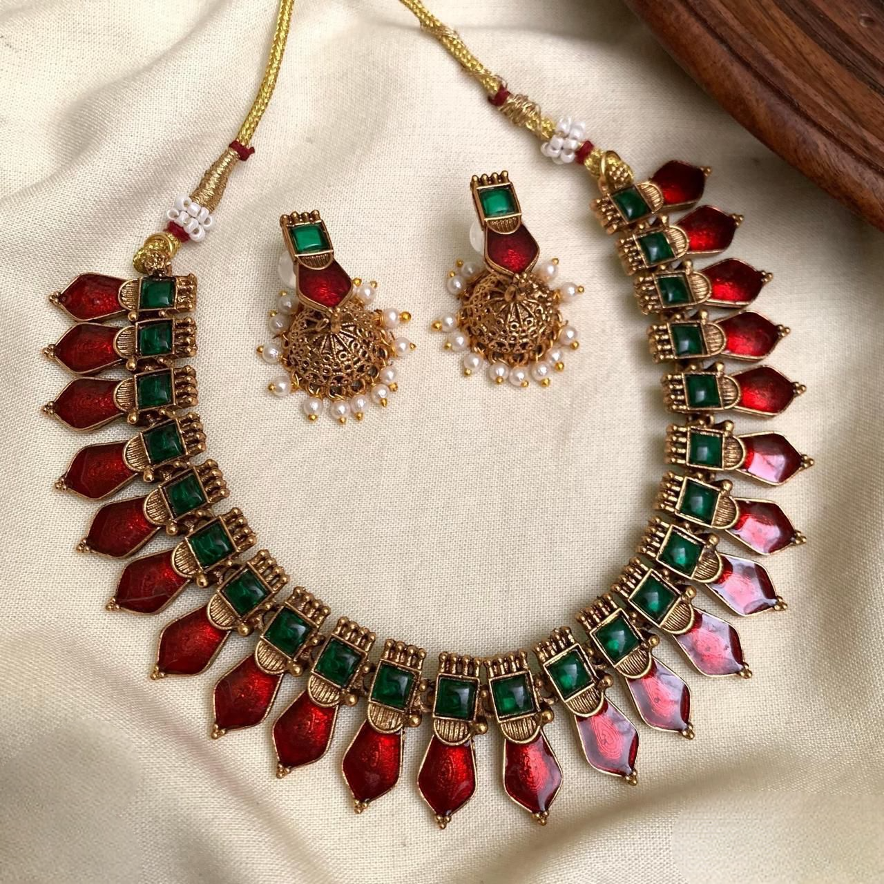 Kavya Vibrant Leaf-Spike Festive Choker Set