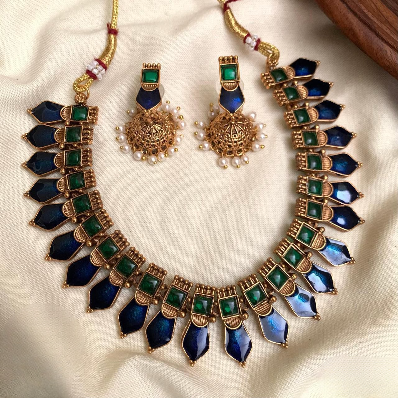 Kavya Vibrant Leaf-Spike Festive Choker Set